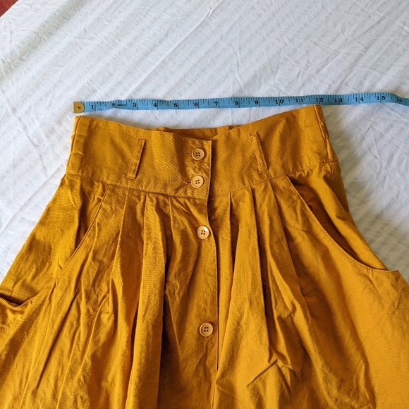 EGO FASHIONS Vtg Mustard A-line Midi Skirt - Picture 9 of 10